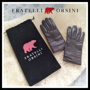 Fratelli Orsini Dark Brown Leather & Cashmere Lined Gloves
